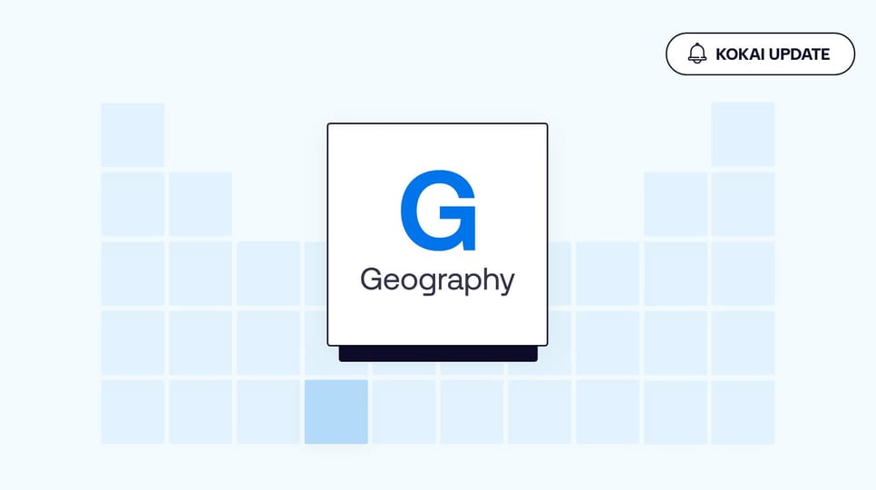 Blue graphic for Kokai Update - Geography tile, on The Trade Desk