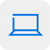 Blue laptop icon representing digital technology and online connectivity